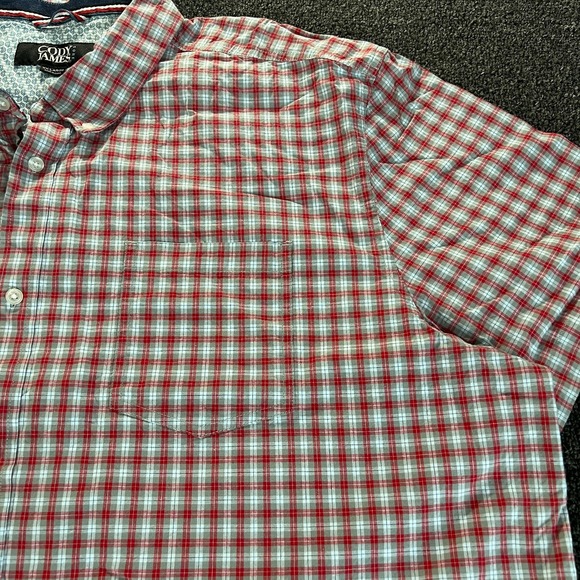 Cody James Core Shirt Mens XXL Gray Red Plaid Short Sleeve Button Western Rodeo - Picture 2 of 10